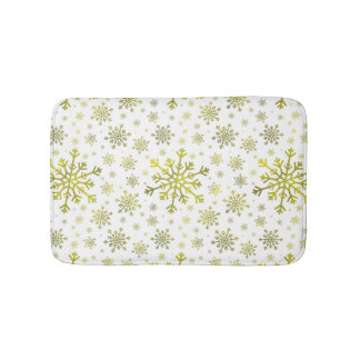 Söt Guld jul Snöflingor på vintervit Badrumsmatta