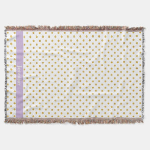 Söt guld och vit polka dots mönster monogram mysfilt