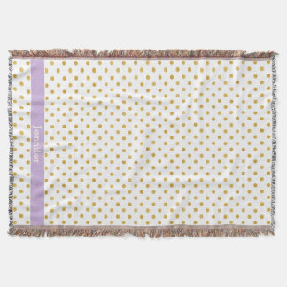 Söt guld och vit polka dots mönster monogram mysfilt
