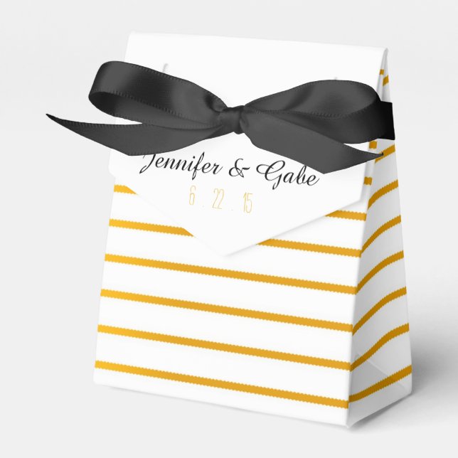 Söt guld- och vitrandig presentbox för bröllop presentaskar (Framsidan Sidan)