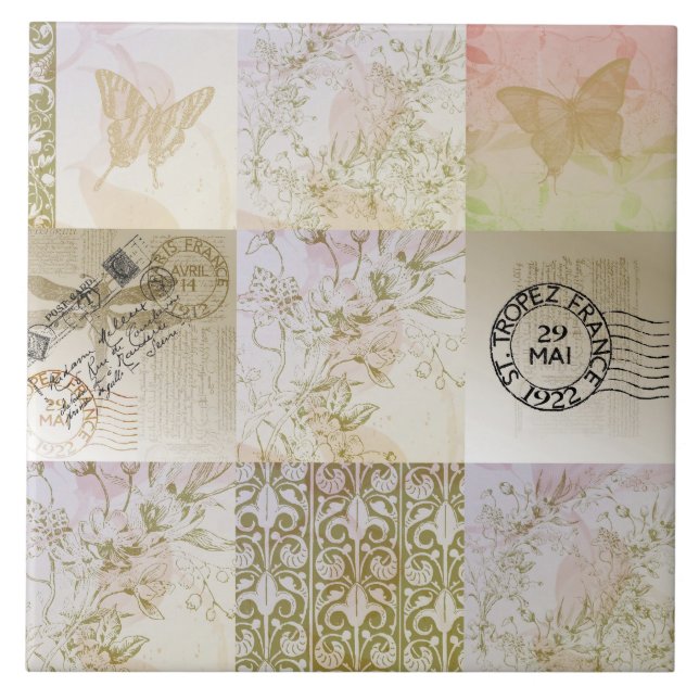 Söt guld- Patchwork Kakelplatta (Framsidan)