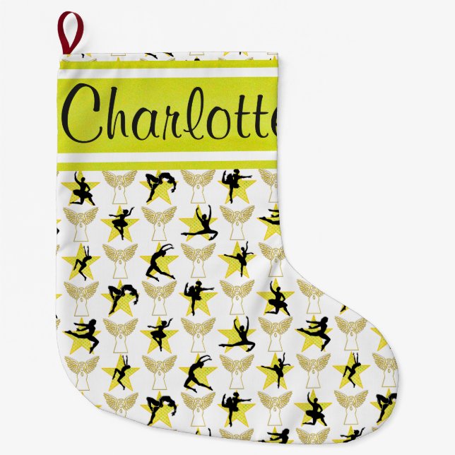 SÖT GULD PERSONLIG DANCER CHRISTMAS STOCOCKING STOR JULSTRUMPA (Framsidan)