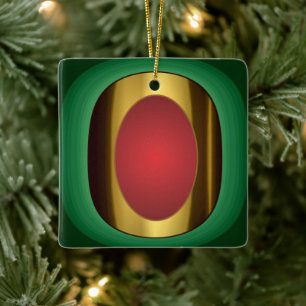 Söt Guld Red Grönt Ceramic Ornament