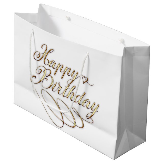 söt guld vit Grattis på födelsedagen party (Framsidan Vinklad)