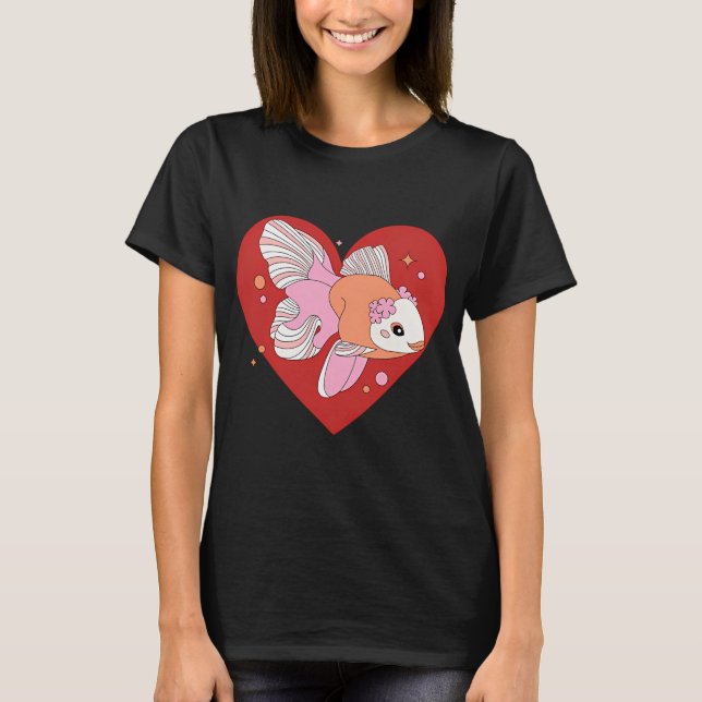 Söt guldfisk hjärta t shirt (Framsida)