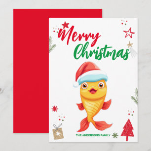 Söt guldfisk jul semester familjenamn julkort