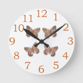 Söt guldfjärilsmönster rund klocka