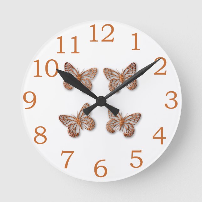 Söt guldfjärilsmönster rund klocka (Framsida)