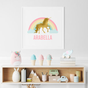 Söt guldflickas enhörningsrum poster