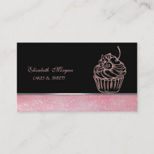 Söt Gullig Elegant, Glittrig Cupcake-bageri Visitkort