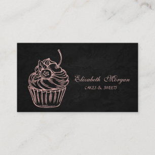 Söt Gullig, Glitter Cupcake, Svart Visitkort