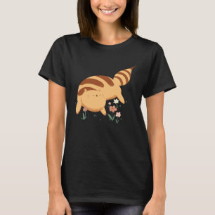 Söt gulrandig bie katt med blommor t shirt