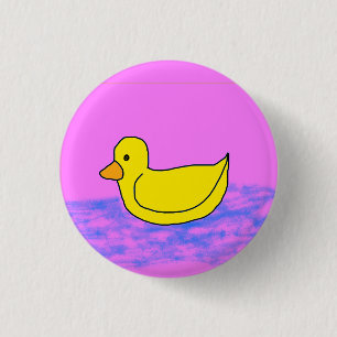 Söt gult anka på rosa Button Knapp