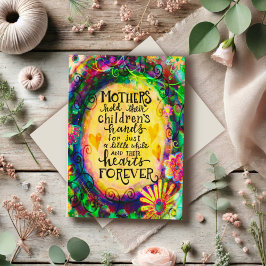 Söt Gult Blommigt Mor Hearts Quote Kort