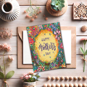 Söt Gult Blommigt Mor's Day Inspiritivity Card Kort