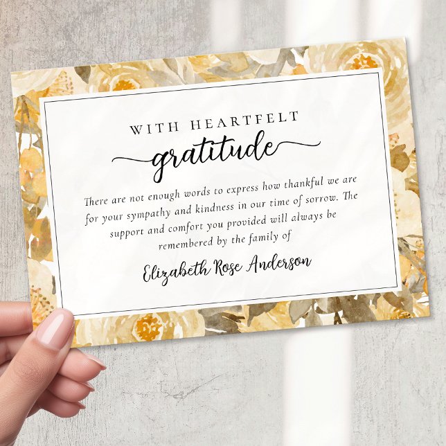Söt Gult Blommigt Sympati Funeral Tack Kort (Skapare uppladdad)