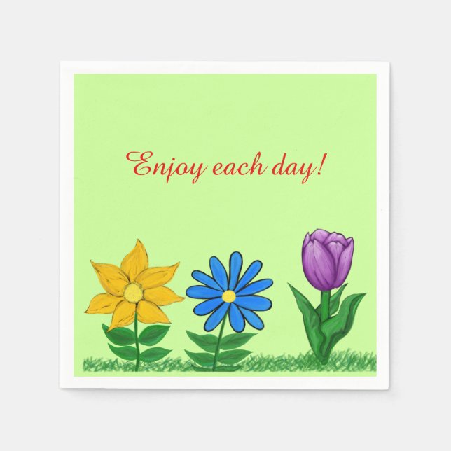 Söt Gult Blue Lila Blommigt Pappra blöjor Pappersservett (Framsidan)