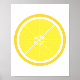 Söt Gult Citrus Fruit Slice Poster