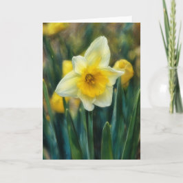 Söt Gult Daffodil Art Note Card Kort