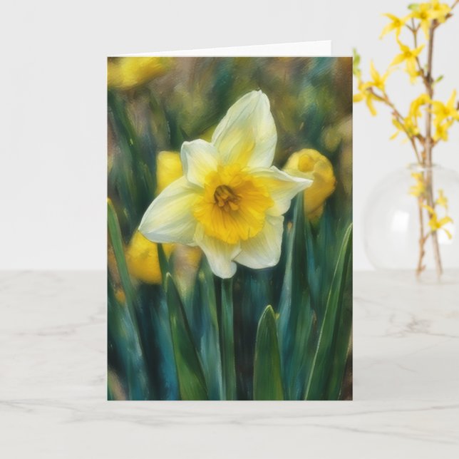 Söt Gult Daffodil Art Note Card Kort (Gul blomma)