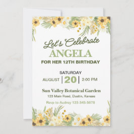 Söt Gult Daisy Födelsedagsfest inbjudan