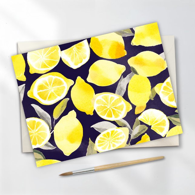 Söt Gult Lemons | Cute Watercolor Vykort (Skapare uppladdad)