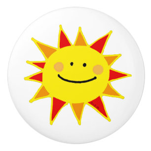 söt gult lycklig sol tecknad knopp