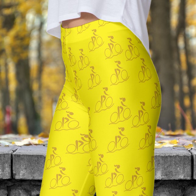 Söt Gult Mountain Biking Mönster Leggings (Womens Mountain Biking on Bright Yellow Leggings)