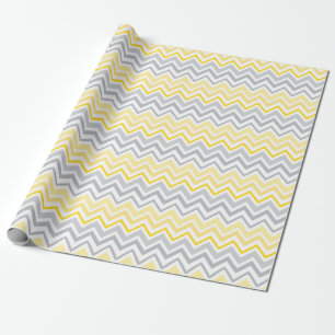 Söt Gult och Grått Chevron Wrapping Papper Presentpapper