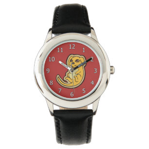 Söt gult och röd design för valphundteckning armbandsur