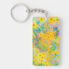 Söt Gult och Röda blommor med turkos