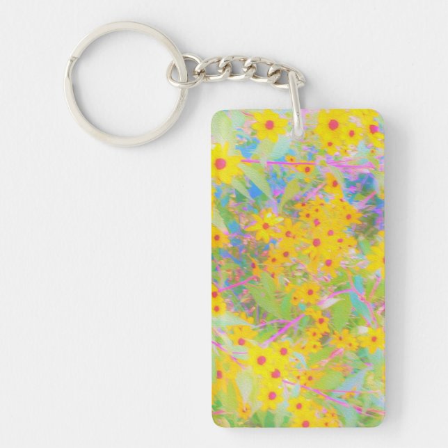 Söt Gult och Röda blommor med turkos (Framsidan)