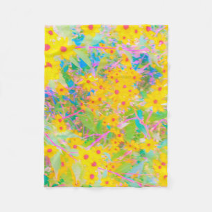 Söt Gult och Röda blommor med turkos Fleecefilt