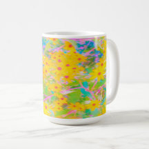 Söt Gult och Röda blommor med turkos