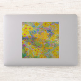 Söt Gult och Röda blommor med turkos Klistermärken