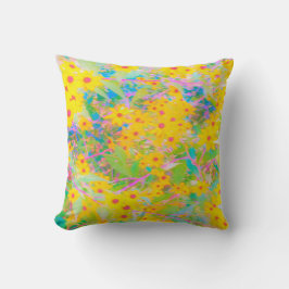 Söt Gult och Röda blommor med turkos Kudde