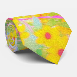 Söt Gult och Röda blommor med turkos Slips