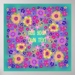Söt Gult- och Rosa-blommor som du anpassar Poster