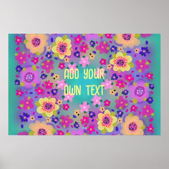 Söt Gult- och Rosa-blommor som du anpassar Poster (Framsidan)
