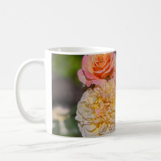 Söt Gult och Rosa ros Kaffemugg (Vänster)