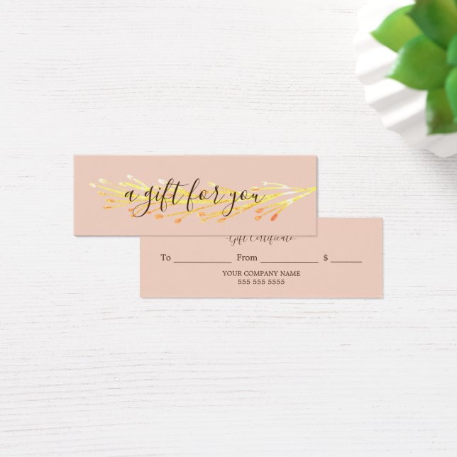 Söt Gult Orange Löv Gift Certificate Litet Visitkort (Skivbord)