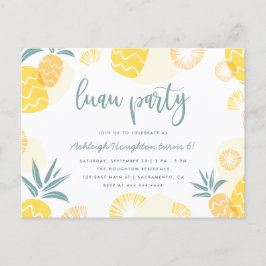 Söt Gult Pineapple Luau Födelsedagsfest Inbjudan Vykort