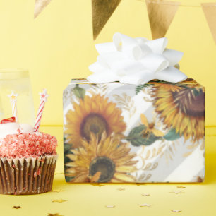 Söt Gult Solros Bouquet Bees Presentpapper