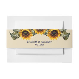 Söt gult solros elegant bröllop band för inbjudningskort