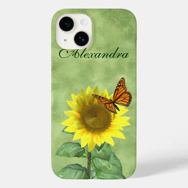 Söt Gult Solros och Orange Butterfly (Baksida)