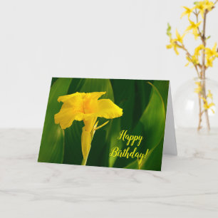 Söt Gult Tropical Canna Lily Flower Birthday Kort