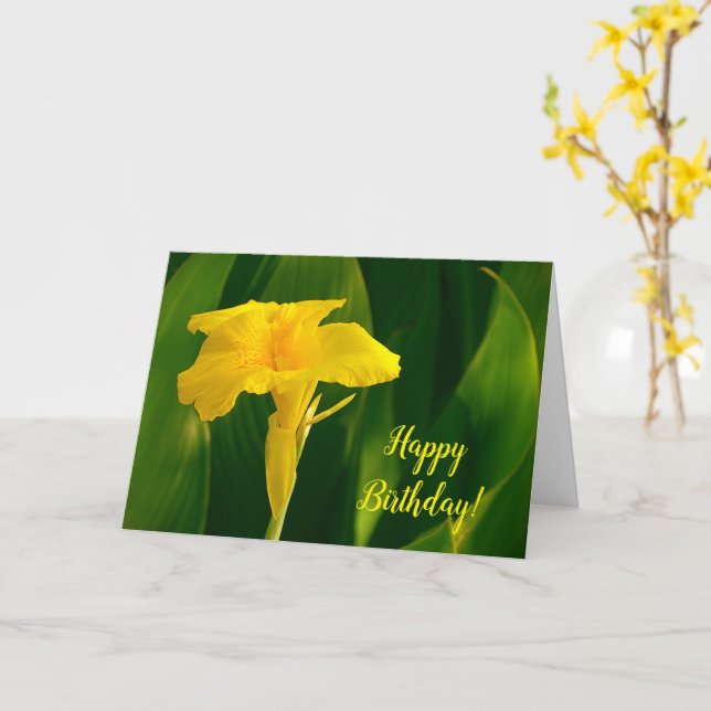 Söt Gult Tropical Canna Lily Flower Birthday Kort (Gul blomma)