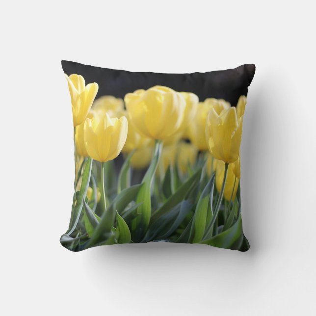 Söt Gult Tulips Cushion Kudde (Framsida)
