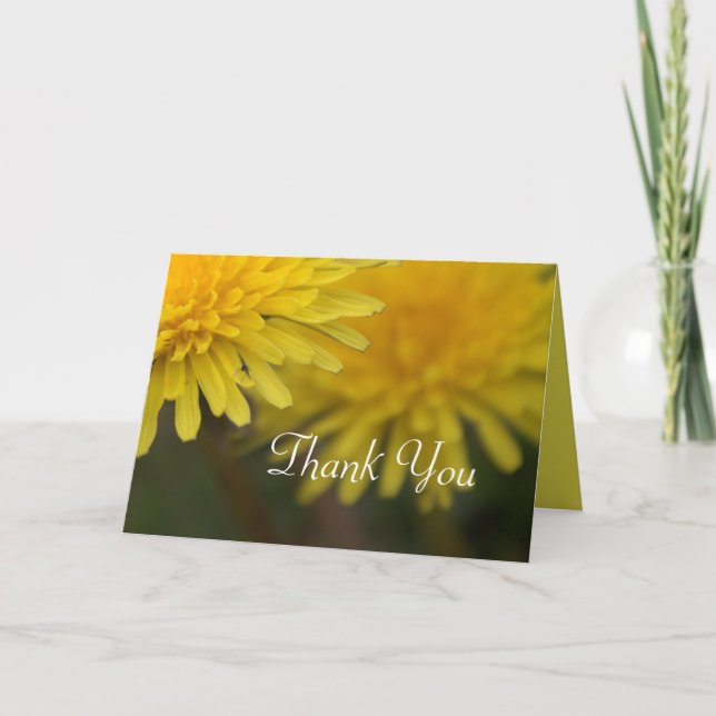 Söt gult vild Blomdandelion bröllopsförmån Tack Kort (Framsida)