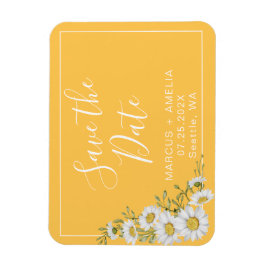 Söt Gult & vita Daisy Spara datum Magnet